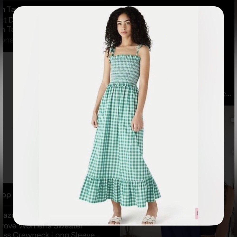 Kate Spade Green Gingham Maxi Dress